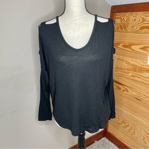 Zenana Outfitters Black Ladder Sleeve Top Blouse Shirt Small